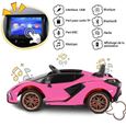 Voiture électrique pour enfants Lamborghini MP4 Rose 12V avec écran tactile bluetooth télécommande parentale-1