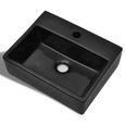 Vasque rectangulaire à trou Noir en céramique pour salle de bain-1