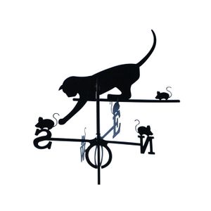 Girouette Chat Et Souris Maximex - Décoration Jardin Métal Noir 170 Cm - Girouette Décorative Résistante Aux Intempéries