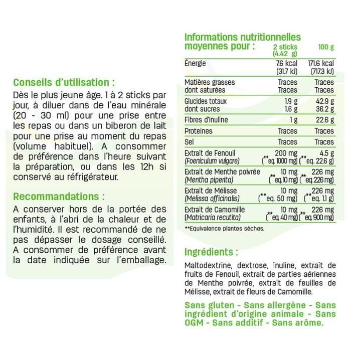 Calmosine - Digestion - Confort Digestif - Apaise et Calme - Bébé - Aux  Extraits de Plantes Bio - Boite de 12 Unidoses - Fabriqué en France