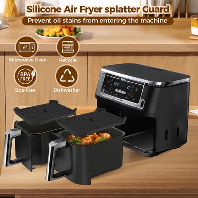 Protection Anti-éclaboussures Silicone Pour Friteuse à Air Cosori 8,5L-10L - Grille Aimantée Réutilisable Et Lavable