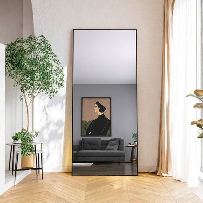 Miroir Pleine Longueur 150x40 Cm,miroir Sur Pied à Cadre Unique,grand Miroir Mural Avec Crochet,doré | Leroy Merlin