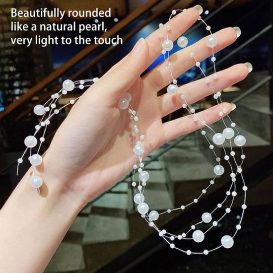 Guirlande De Perles Blanches 30m - Perles 3mm Et 8mm, Pour Décoration Mariage, DIY
