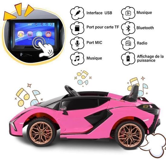 Voiture électrique pour enfants Lamborghini MP4 Rose 12V avec écran tactile  bluetooth télécommande parentale - Cdiscount Jeux - Jouets