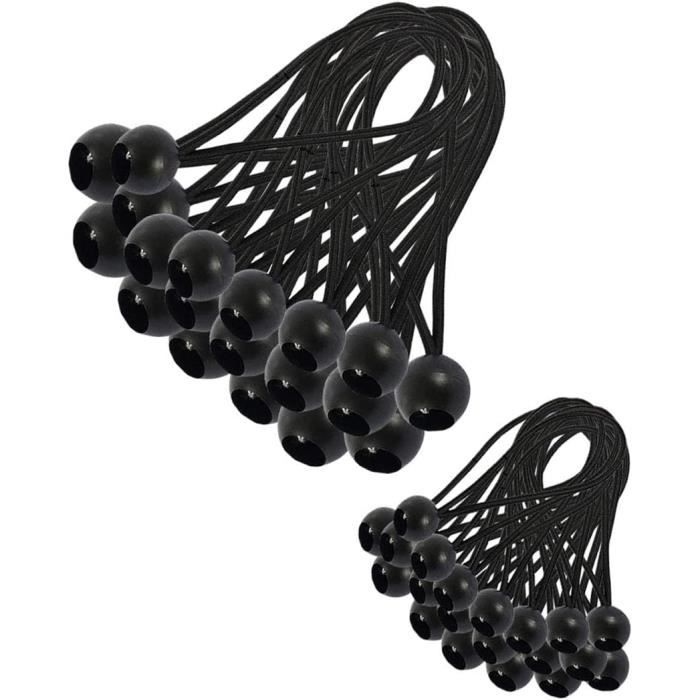 Tendeurs en boucle, élastique 200mm avec crochet noir (25 pces