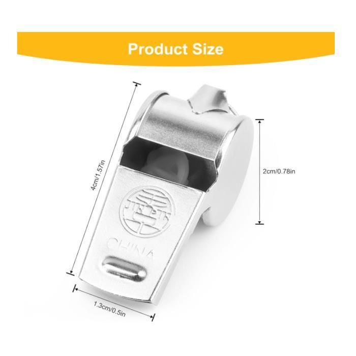 Sifflets Puissants 120dB Sifflets Sport SHONDE Lot De 2 - Acier Inoxydable Avec Cordon 120dB Accessoire Entraînement Sportif