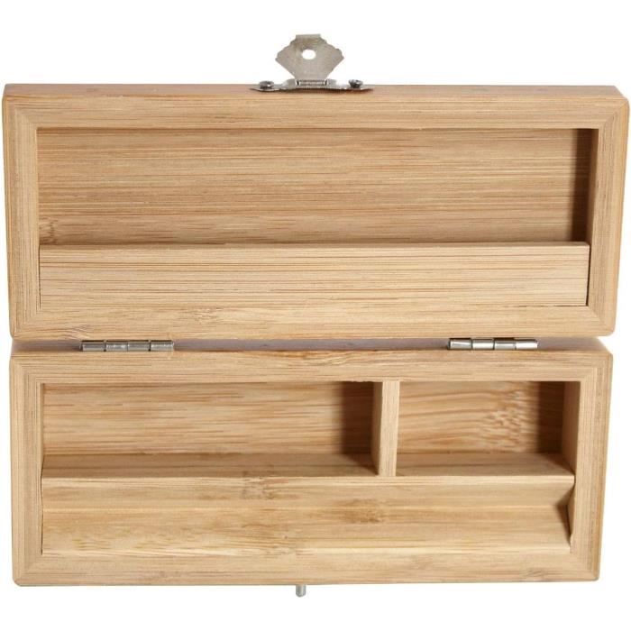 Boîte De Rangement En Bambou Avec Serrure à Code | 25,5 X 17,5 X 13 Cm | Avec Plateau Coulissant, Pots En Verre Et Accessoires | Idéale Comme Coffre à Secrets Ou Cadeau - 9
