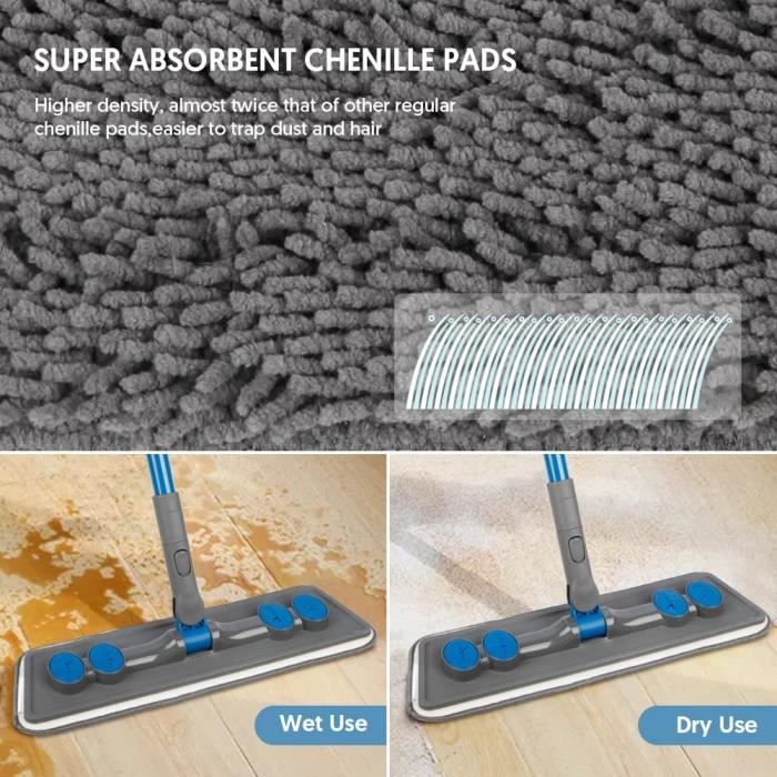Serpillère de sol en microfibre pour nettoyage des sols – Balai à sol plat  pour sols stratifiés en bois, salle de bain, A112 - Cdiscount Maison