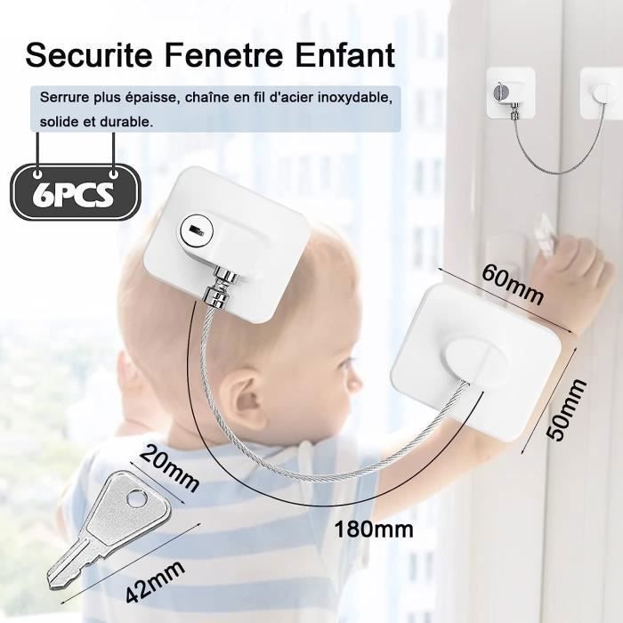 3 Bloque-fenêtres De Sécurité Pour Enfants - Sans Perçage, Avec Clé, Protection Anti-chute