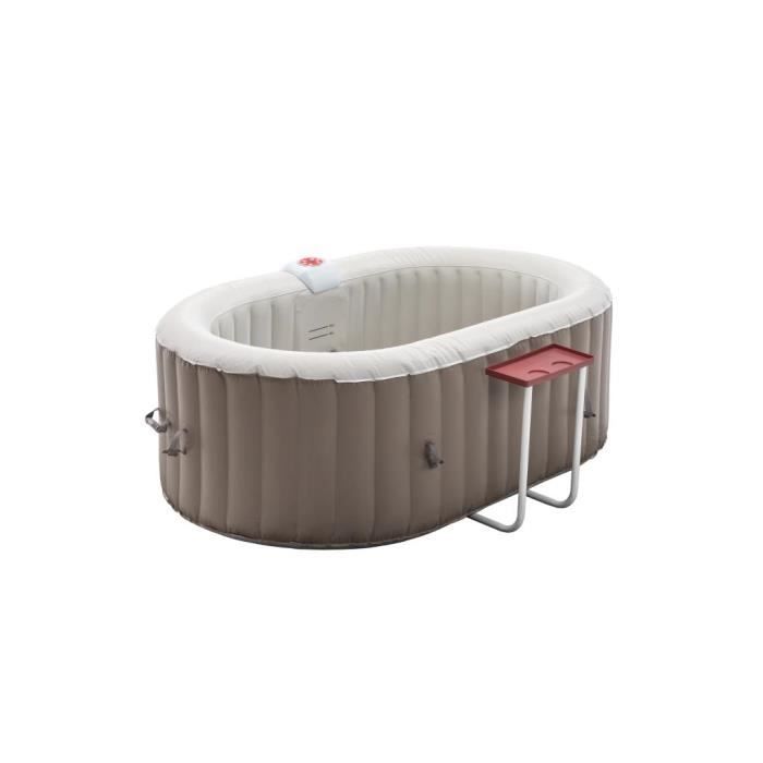 SPA gonflable ovale 2 places - L190 x P120 x H65 cm - 90 buses d'air -  Taupe et beige - B-LUCKY - Cdiscount Jardin
