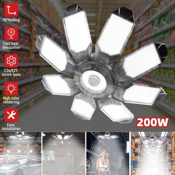 Led Lumière De Garage, Éclairage De Garage À Led, Plafonnier De L'Atelier À Réglable, Éclairage