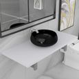 Chic Ensemble Meuble de salle de bain simple vasque + étagère - 2 pcs Mobilier Armoire de salle de bain - Céramique Blanc &56310-2