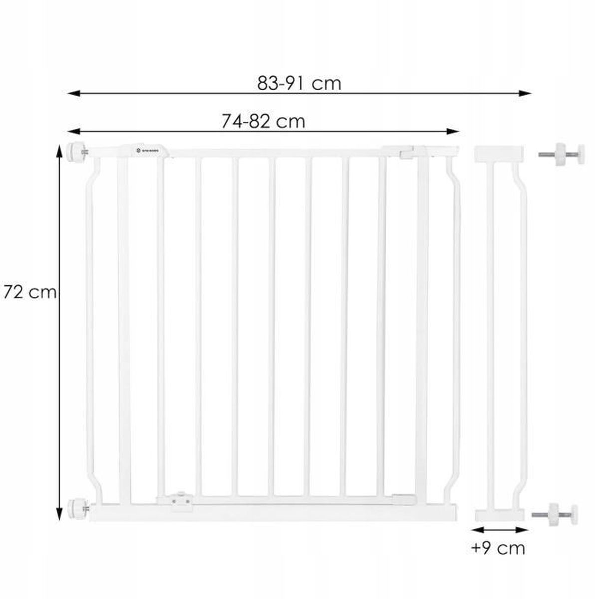 75-82 cm Sécurité Barrière d'escalier Barrière de sécurité pour bébé Springos Barrière de protection Noir 