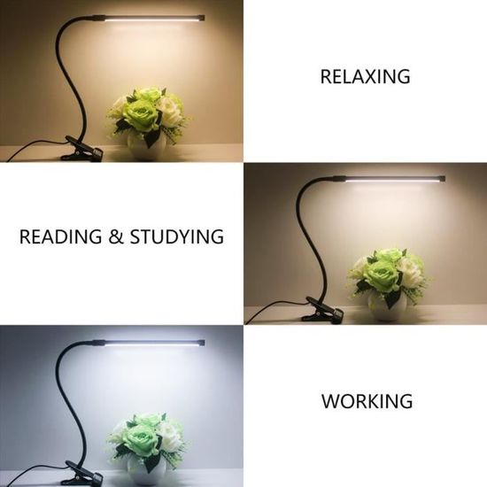 LED Lampe De Bureau à Pince, USB Alimenté Flexible Lampe De Lecture à Pince  Pliable Réglable Lumière Douce Avec 3 Modes d'Éclairage - Cdiscount Maison