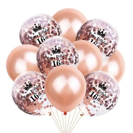 BALLON DECORATIF,Set 7--Ballons en Latex et or Rose avec confettis, 12  pouces, 40 pièces-lot, décor pour anniversaire, fête prénatal - Cdiscount  Maison