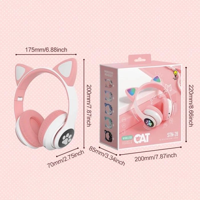 Casque Audio Bluetooth 5.0 Oreilles De Chat RGB Stéréo Avec Réduction ...