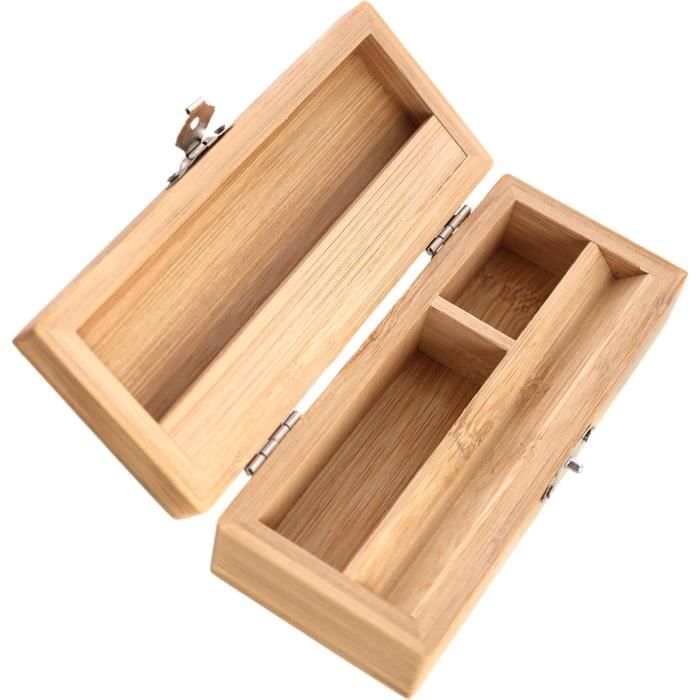 Boîte De Rangement En Bambou Avec Serrure à Code | 25,5 X 17,5 X 13 Cm | Avec Plateau Coulissant, Pots En Verre Et Accessoires | Idéale Comme Coffre à Secrets Ou Cadeau - 1