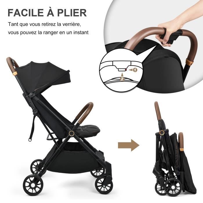 Poussette Canne Pliable de Voyage avec Position Couchée/Légère/Inclinable/Compacte  Noir - Cdiscount Puériculture & Eveil bébé