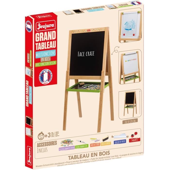 Tableau Mural Réversible En Bois Jeujura - Craie Et Magnétique - 67 X 55 Cm (blanc)