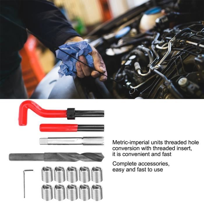 Kit Réparation Filetage 15 Pièces M14x1.5 - Insert Hélicoïdal Pour Réparer Trous Abîmés