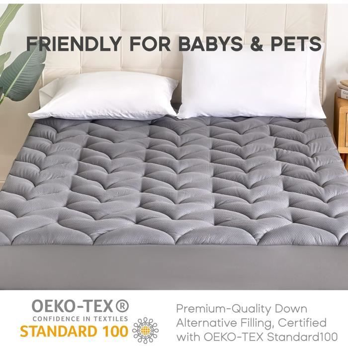 SONIVE Housse De Matelas Fine 160 X 200 Cm Imperméable En Microfibre Certifiée Oeko-TEX Respirant Pour Matelas Ayant Jusqu'à 38 Cm D'épaisseur - Gris