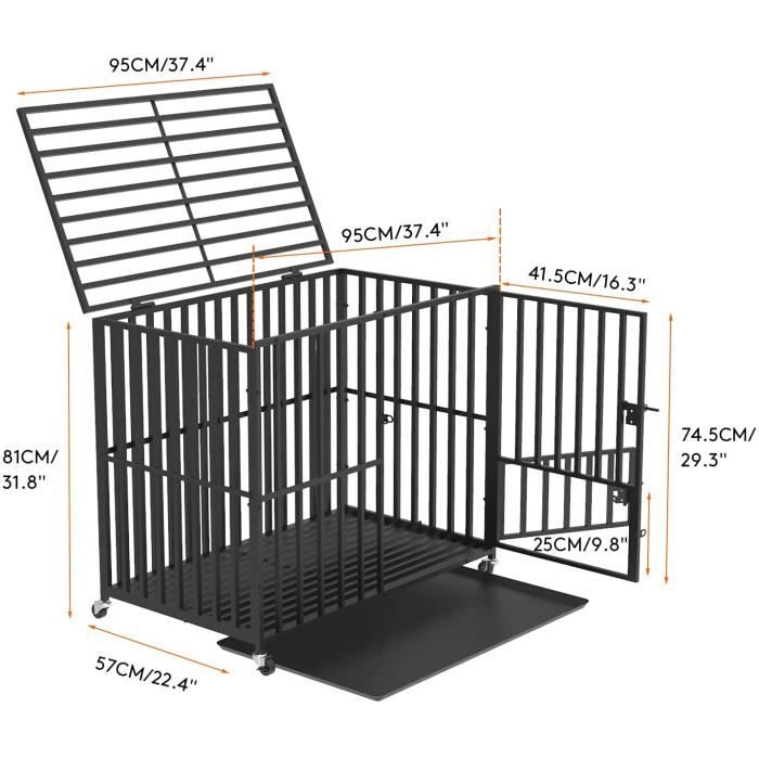 BingoPaw Cage Chien Interieur Solide: Caisse de Transport XL sur Roulette  Grand Chien Grande Taille - Cages Robuste Extérieur pour Gros Chiens en
