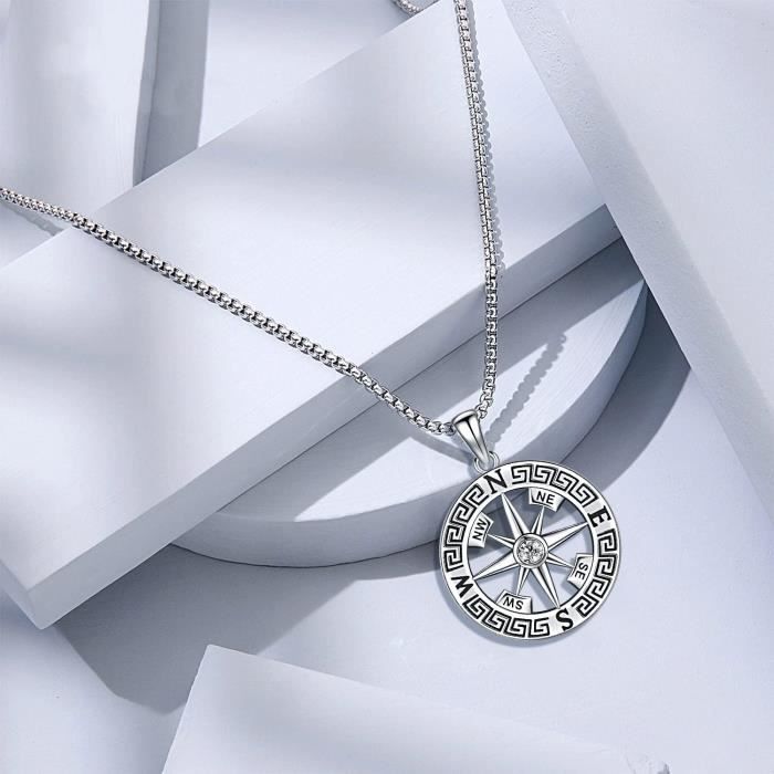 Pendentif Boussole Argent Collier Boussole En Argent Sterling 925