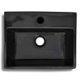 Vasque rectangulaire à trou Noir en céramique pour salle de bain-3