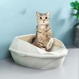 1PC Anti-éclaboussures kaki semi-fermé en litière pour chat toilette bassin pour chambre à coucher   BAC A LITIERE-3
