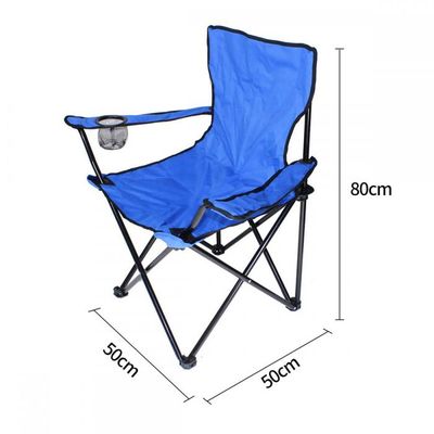 Chaise Pliante De Camping Avec Porte-gobelet – Cadre Acier, Oxford, 50x50x80 Cm, Charge 130 Kg – Bleu Marine, 5 Couleurs