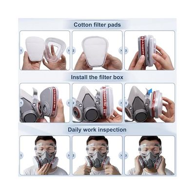 Masque Respiratoire Intégral Réutilisable - Avec Filtres Pour Peinture, Poussière, Produits Chimiques - Confort Et Vision Large - 11
