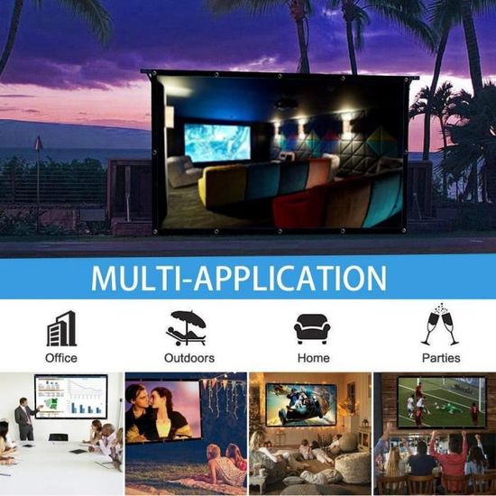 Écran De Projection 100 Pouces 4K HD 16:9 - Portable, Pliable, Double Face - Pour Cinéma Maison Et Extérieur