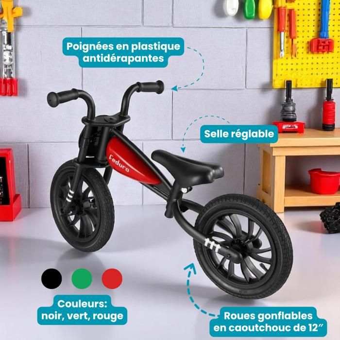 QPLAY Balance Bike Feduro Bicicletta senza pedali per bambini da 3 a 6 anni, bici d'equilibrio con sella regolabile in altezza, ruote da 12 pollici a camera d'aria all terrain, fino 30 QPLAY Balance Bike Feduro Bicicletta senza pedali per bambini da 3 a 6 anni, bici d'equilibrio con sella regolabile in altezza, ruote da 12 pollici a camera d'aria all terrain, fino 30