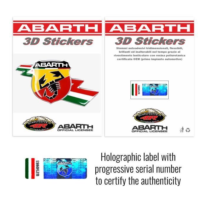 Autocollant 3D Abarth Logo Pour Fiat Fiorino Coffre Avant/arrière - Neuf 3M