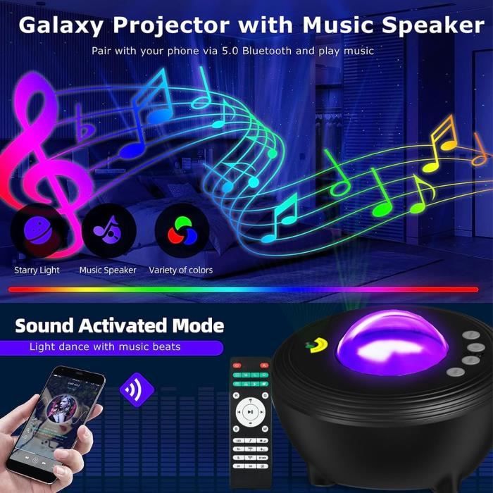 Projecteur Ciel étoilé Galaxie Et Aurore Boréale - Veilleuse Musicale - Télécommande - Neuf