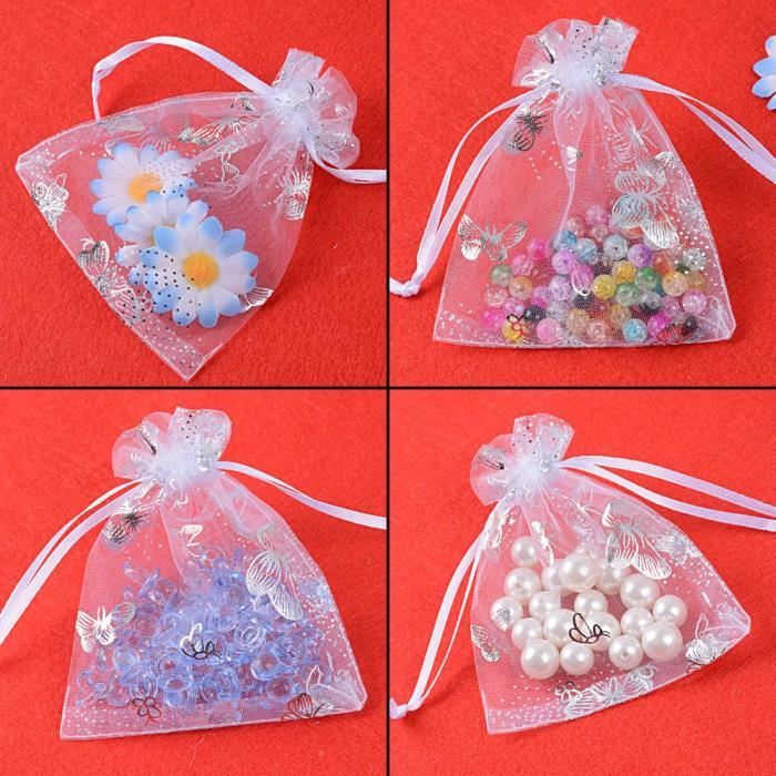 50 Pcs Organza Bijoux Cadeaux Boîte Dessinable Cadeau de mariage Bonbons Mini  Pochette Bag_f