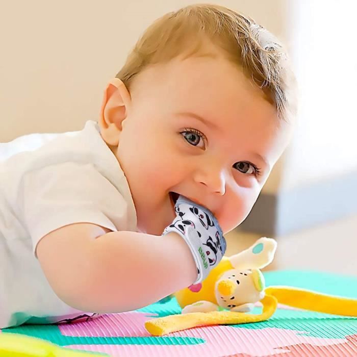 Bébé Moufle de dentition, 2pcs gants de dentition de la  douleur-auto-apaisant mitaine de dentition, 3-12 mois, Bleu - Cdiscount  Puériculture & Eveil bébé