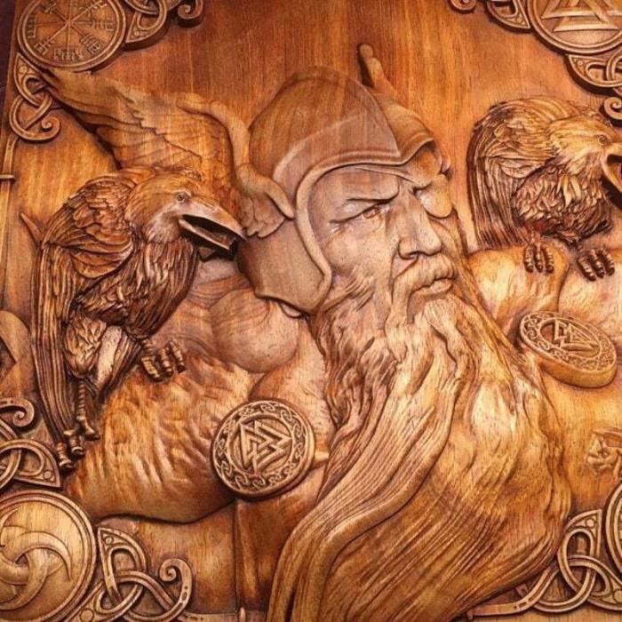 Plaque métallique décorative neuve-Odin-Dieu des Dieux Vikings-Diamètre 20cm - Décoration