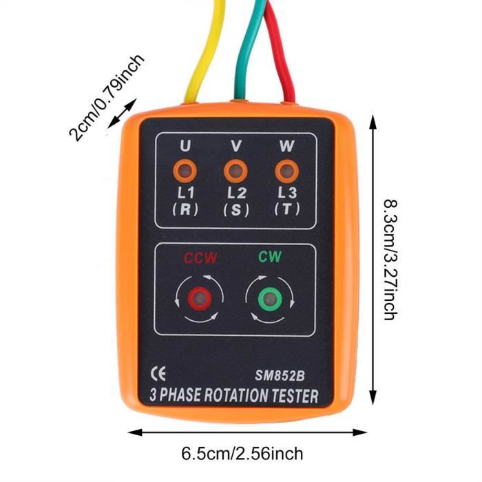 Ej.Life 3 Présence De Séquence De Rotation De Phase Tester Indicateur Compteur Detecteur Led Et Buzzer 60v 600v 3 Phase Ac Sm 852b 82009693