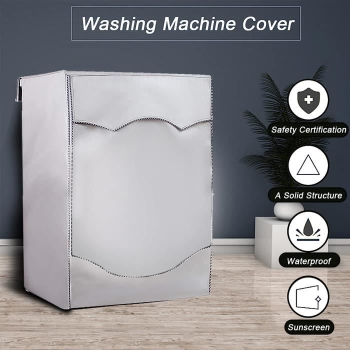 Housse Imperméable Pour Lave-linge Frontal - Taille 60x56x86 Cm - Polyester Argenté, Anti-poussière - Pour Extérieur/intérieur