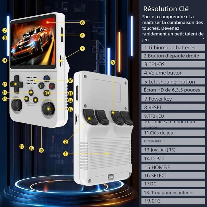 Console Portable R36S Pro – 128 Go, 20 000+ Jeux, Écran IPS 3,5 Pouces, Batterie 4000 MAh – Version Améliorée Linux