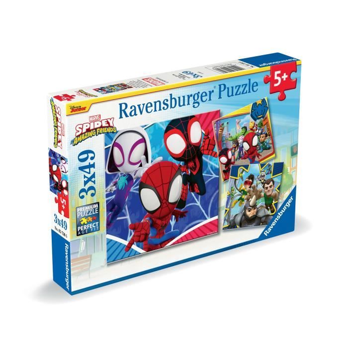 Ravensburger Lot De 3 Puzzles 49 Pièces – Spidey Et Ses Amis – Dès 5 Ans, Avec Posters Inclus