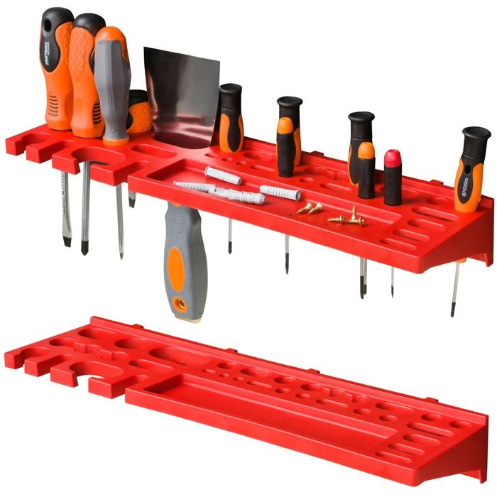 Panneau D'atelier Mural Botle – 156x78 Cm, 47 Pièces, Rouge Et Noir, Rangement Pratique