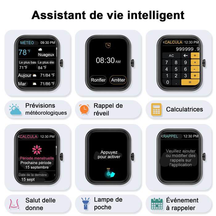 Blackview W50 Pro Montre Connectée Bluetooth 960mAh Anti-chute,1.45 Smartwatch avec Lampe de poche à LED - Vert | Rakuten