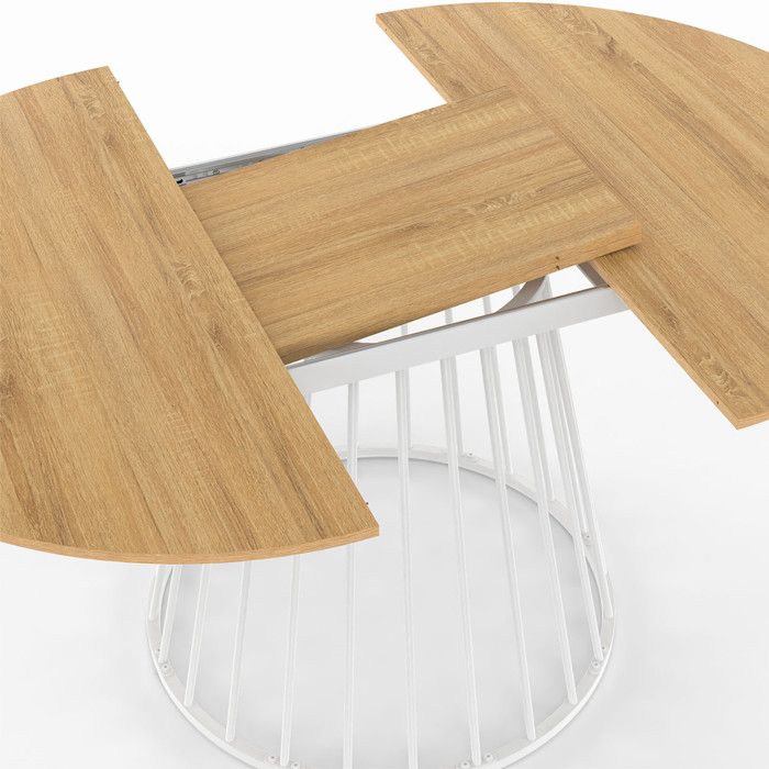 Table Ronde Maison Extensible Table à manger ronde extensible - IDMARKET - YUNA - Bois et blanc - 4-8 ...