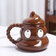 Dessin animé sourire caca mug 3D tas de caca tasse a cafe avec couvercle bureau maison drôle humour cadeau [540]-0