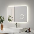 Mondeer Miroir de Salle de Bain avec LED, avec Grossissement 3x, Fonction de Désembuage, Luminosité Réglable, 80×60cm-0