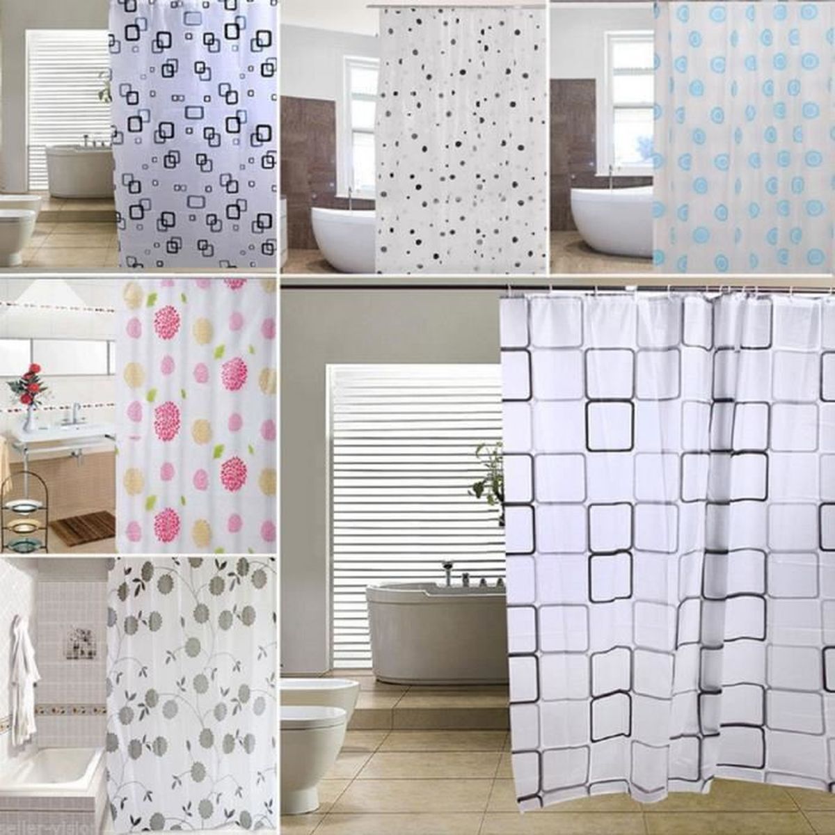 Rideau Douche Baignoire Imperméable Salle Bain 12 Anneaux Crochet 180X200cm BLEU Cdiscount Maison