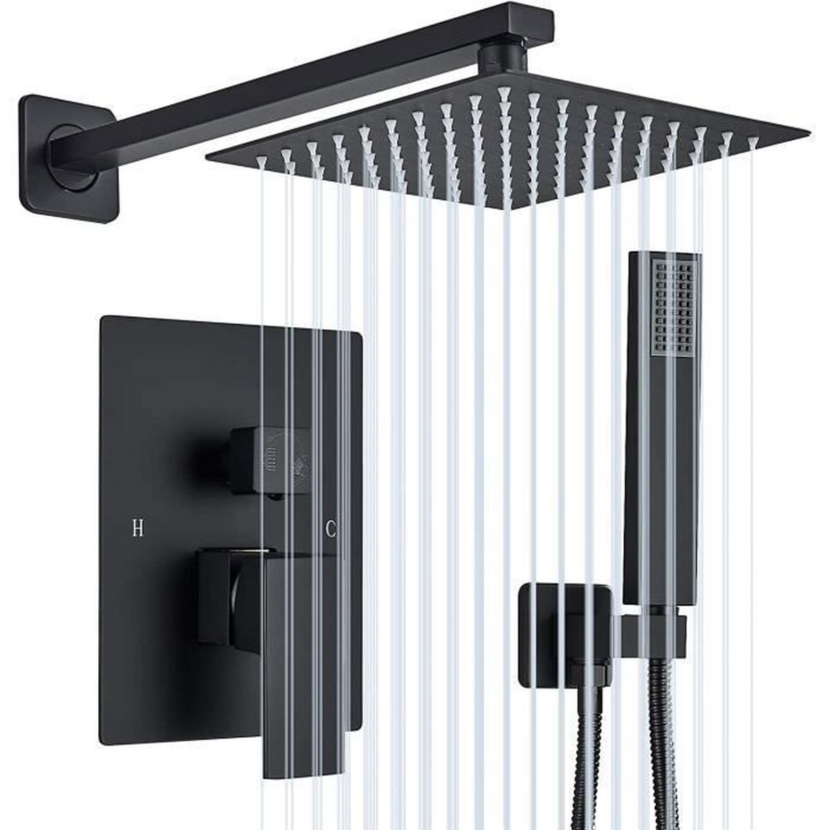 Colonne de Douche Encastrée NoirLation Système Douche Encastrable