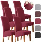 MULISOFT Lot de 6 Housses de Chaise grande taille épaissi et élargi extensible universelle, Avec bande élastique - Bourgogne